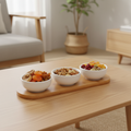Ceramic Bowl Set on oval wood tray - coffee table styling