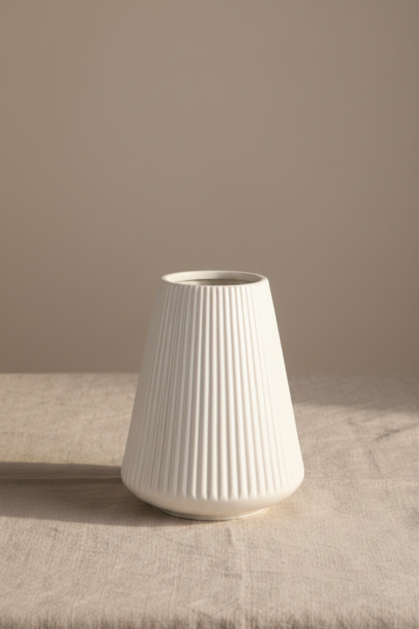 Ribbed Ceramic Vase Medium